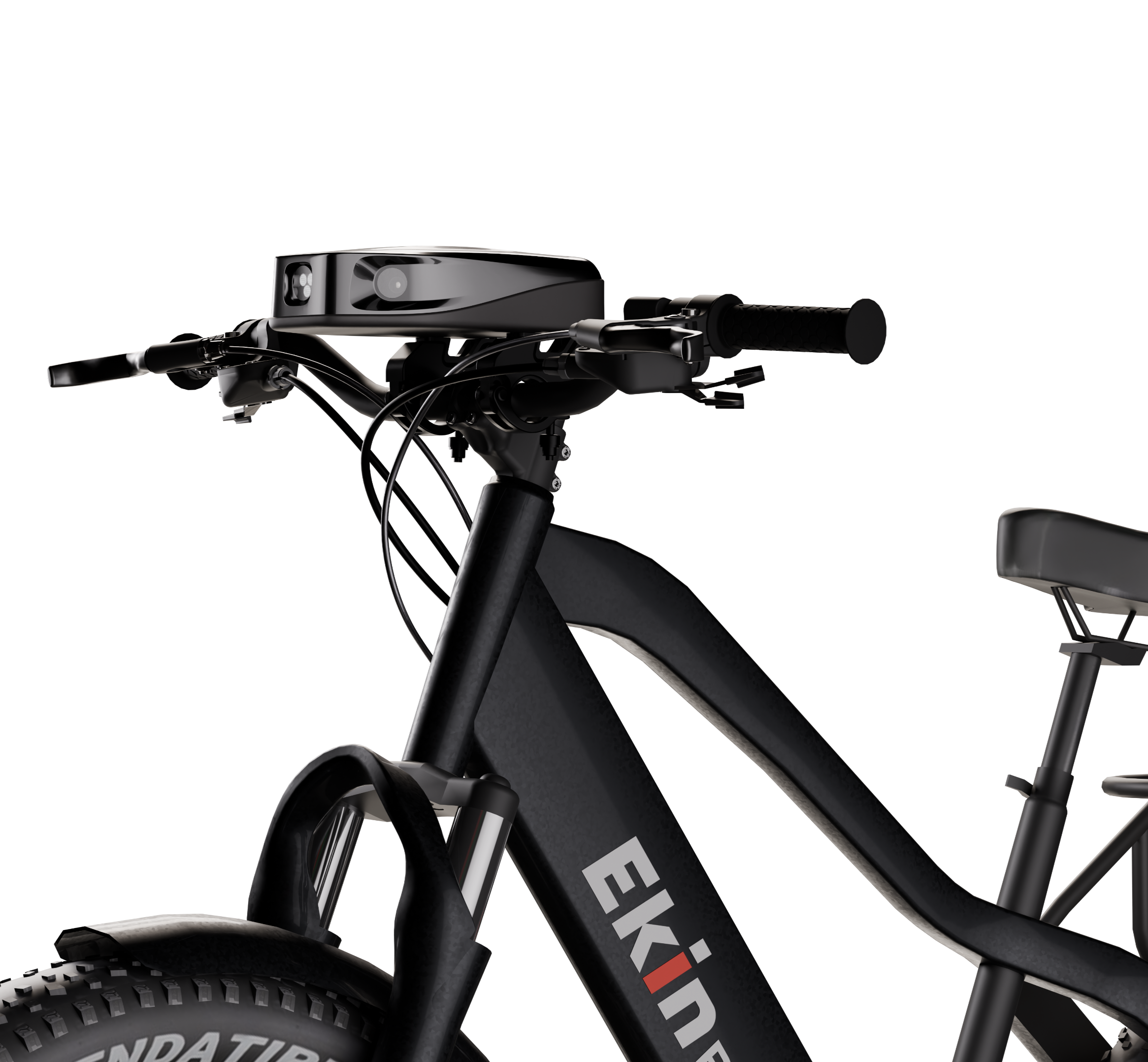 Ekin Bike Patrol unit mounted on the handlebars of an Ekin e-bike