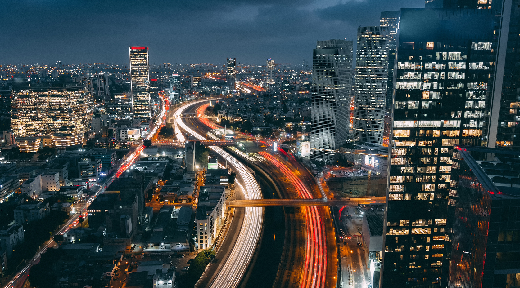 City skyline at night